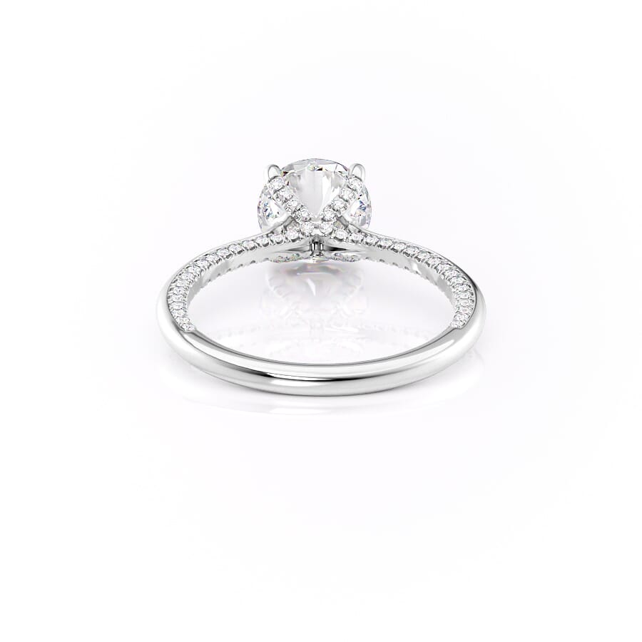 Stellar Whisper 2 Carat VVS1 Lab-Grown Round Solitaire With Accents Engagement Ring in 18K White Gold Back View