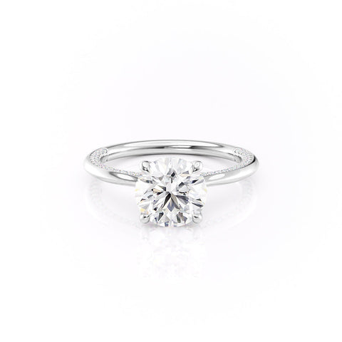 Aetheris Whisper 2 Carat VVS Lab-Grown Round Solitaire With Accents Engagement Ring in 18K Gold