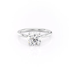 Stellar Whisper 2 Carat VVS1 Lab-Grown Round Solitaire With Accents Engagement Ring in 18K White Gold Front View