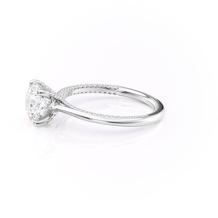 Stellar Whisper 2 Carat VVS1 Lab-Grown Round Solitaire With Accents Engagement Ring in 18K White Gold Left View