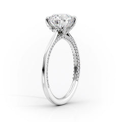Stellar Whisper 2 Carat VVS1 Lab-Grown Round Solitaire With Accents Engagement Ring in 18K White Gold Stand View