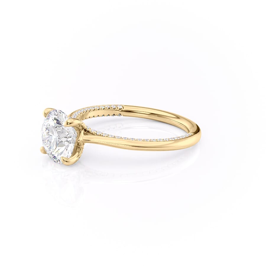 Stellar Whisper 2 Carat VVS1 Lab-Grown Round Solitaire With Accents Engagement Ring in 18K Yellow Gold Left View