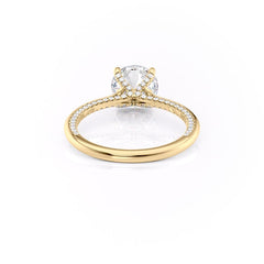 Stellar Whisper 2 Carat VVS1 Lab-Grown Round Solitaire With Accents Engagement Ring in 18K Yellow Gold Back View