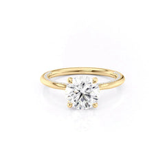Stellar Whisper 2 Carat VVS1 Lab-Grown Round Solitaire With Accents Engagement Ring in 18K Yellow Gold Front View