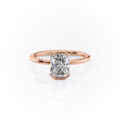 Timeless Bezel 2.10 Carat VVS1 Lab-Grown Radiant Solitaire Engagement Ring in 18K Rose Gold Front View