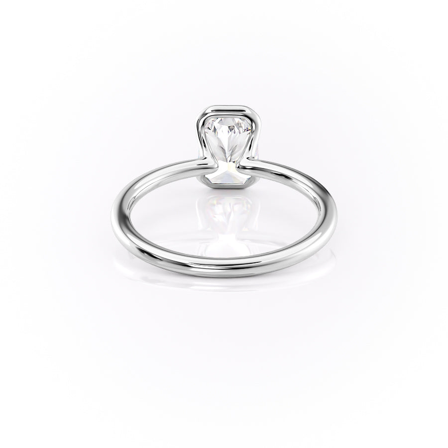 Timeless Bezel 2.10 Carat VVS1 Lab-Grown Radiant Solitaire Engagement Ring in 18K White Gold Back Side View
