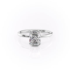 Timeless Bezel 2.10 Carat VVS1 Lab-Grown Radiant Solitaire Engagement Ring in 18K White Gold Front Side View