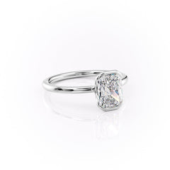 Timeless Bezel 2.10 Carat VVS1 Lab-Grown Radiant Solitaire Engagement Ring in 18K White Gold  Right Side Cross View