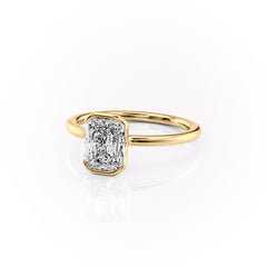 Timeless Bezel 2.10 Carat VVS1 Lab-Grown Radiant Solitaire Engagement Ring in 18K Yellow Gold Front Side View1