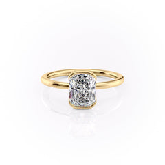 Timeless Bezel 2.10 Carat VVS1 Lab-Grown Radiant Solitaire Engagement Ring in 18K Yellow Gold Front Side View