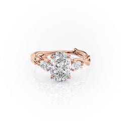 Timeless Elegance 1.58 Carat VVS1 Lab-Grown Oval Three Stone Engagement Ring in 18K Rose Gold
 Front View