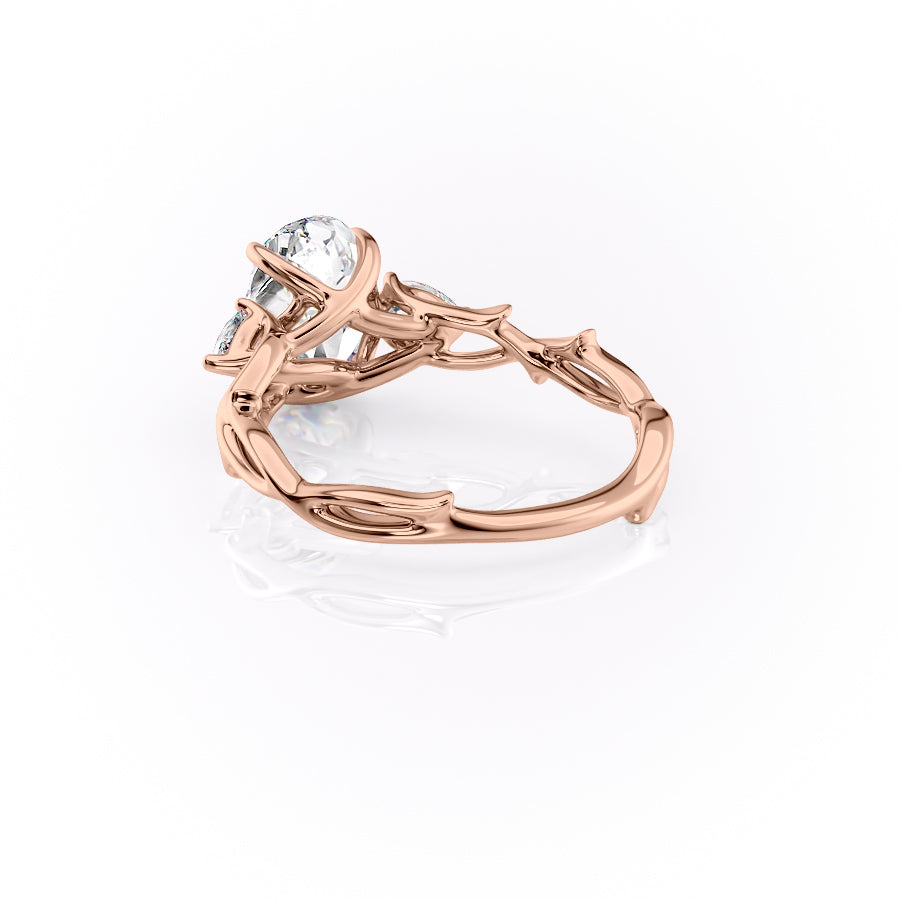 Timeless Elegance 1.58 Carat VVS1 Lab-Grown Oval Three Stone Engagement Ring in 18K Rose Gold
 Left Cross View