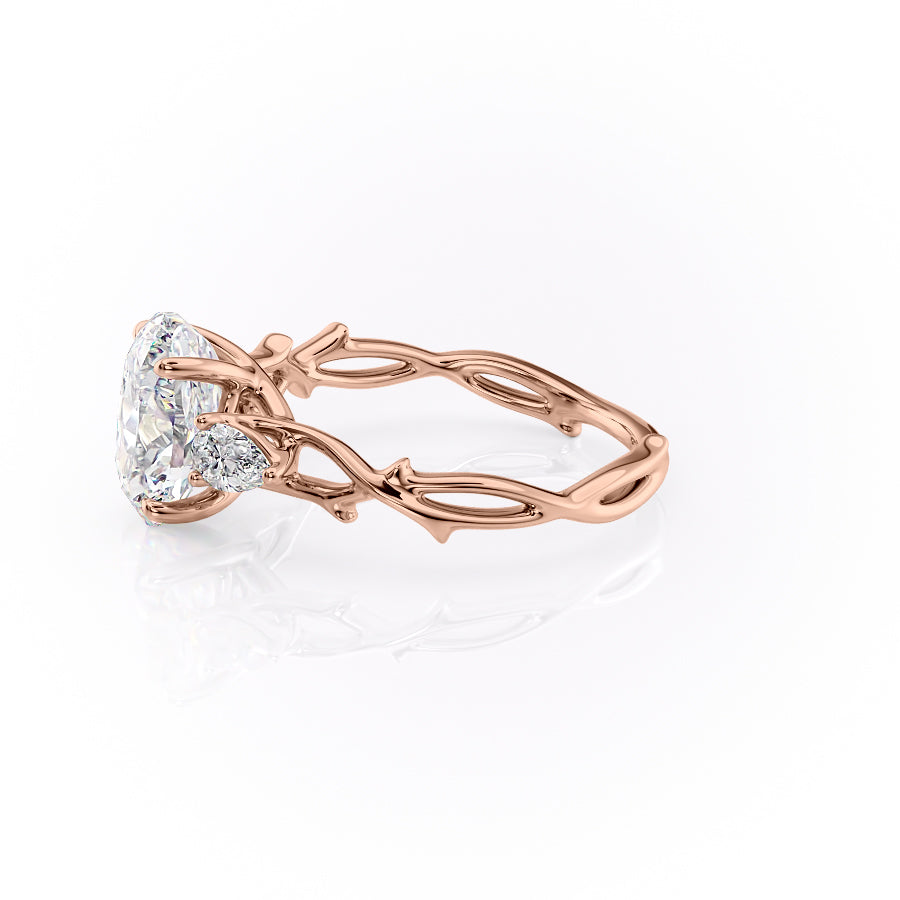 Timeless Elegance 1.58 Carat VVS1 Lab-Grown Oval Three Stone Engagement Ring in 18K Rose Gold
 Left View
