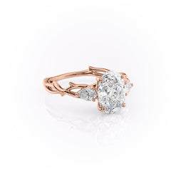 Timeless Elegance 1.58 Carat VVS1 Lab-Grown Oval Three Stone Engagement Ring in 18K Rose Gold
 Right Cross View