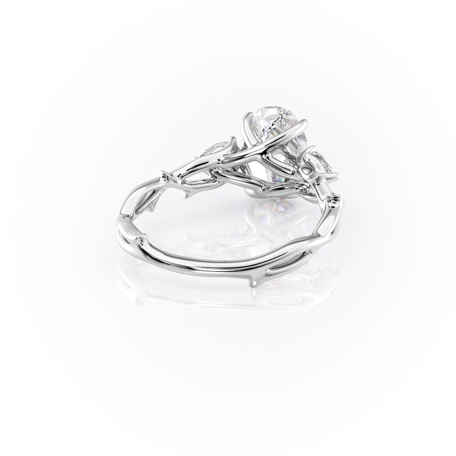 Timeless Elegance 1.58 Carat VVS1 Lab-Grown Oval Three Stone Engagement Ring in 18K White Gold
Back Cross View