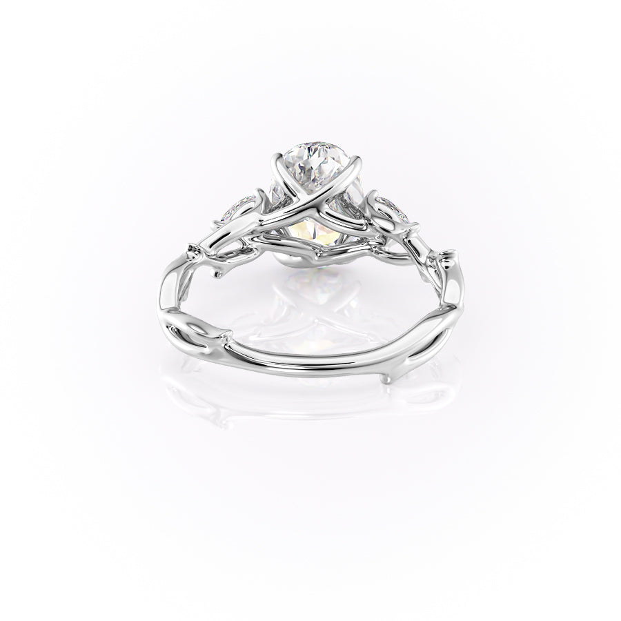 Timeless Elegance 1.58 Carat VVS1 Lab-Grown Oval Three Stone Engagement Ring in 18K White Gold
Back View