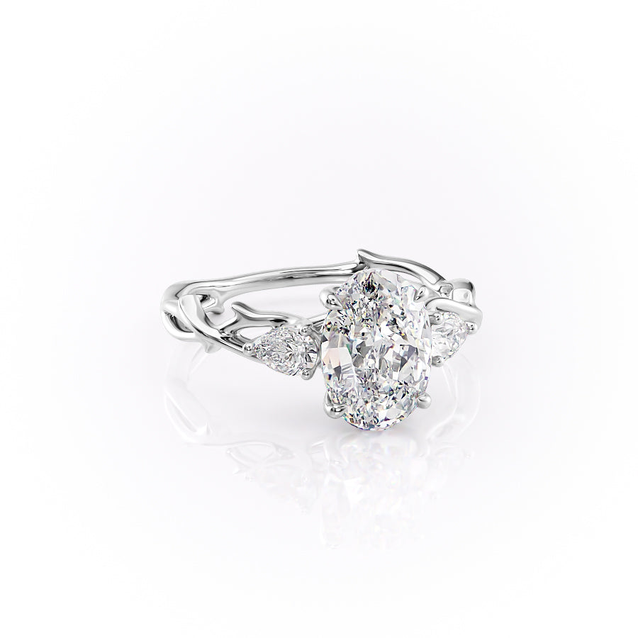 Timeless Elegance 1.58 Carat VVS1 Lab-Grown Oval Three Stone Engagement Ring in 18K White Gold
Front Cross View
