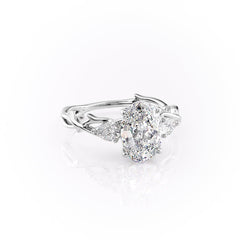 Timeless Elegance 1.58 Carat VVS1 Lab-Grown Oval Three Stone Engagement Ring in 18K White Gold
Front Cross View