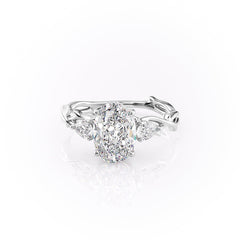 Timeless Elegance 1.58 Carat VVS1 Lab-Grown Oval Three Stone Engagement Ring in 18K White Gold
Front View
