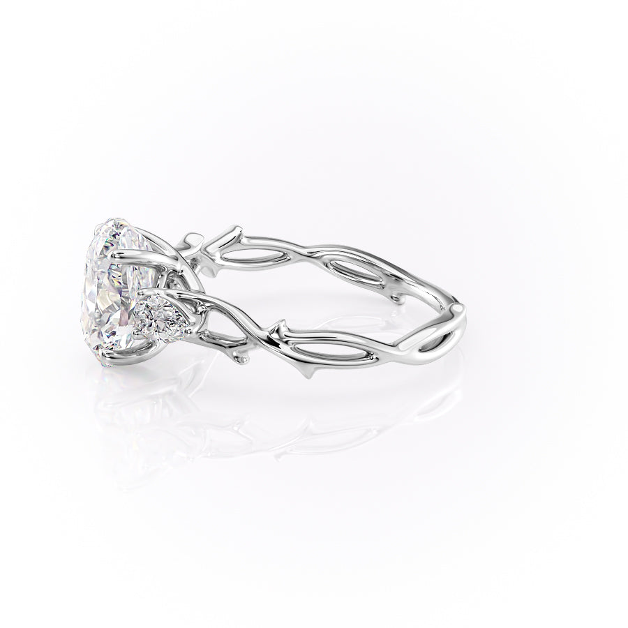 Timeless Elegance 1.58 Carat VVS1 Lab-Grown Oval Three Stone Engagement Ring in 18K White Gold
Front View
