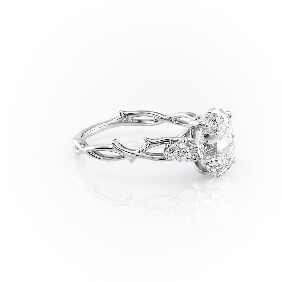 Timeless Elegance 1.58 Carat VVS1 Lab-Grown Oval Three Stone Engagement Ring in 18K White Gold
Right Cross View
