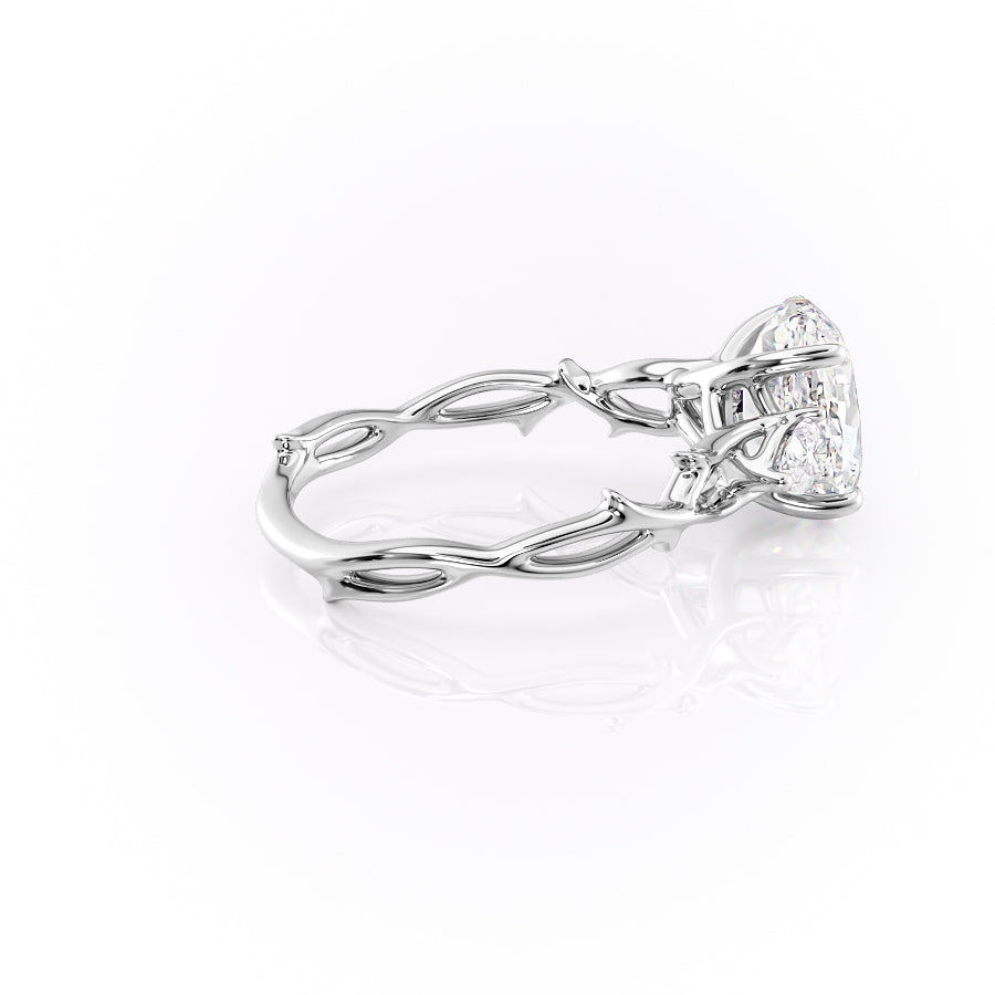 Timeless Elegance 1.58 Carat VVS1 Lab-Grown Oval Three Stone Engagement Ring in 18K White Gold
Right View