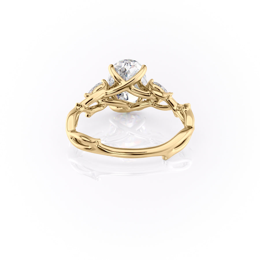 Timeless Elegance 1.58 Carat VVS1 Lab-Grown Oval Three Stone Engagement Ring in 18K Yellow Gold
 Back View