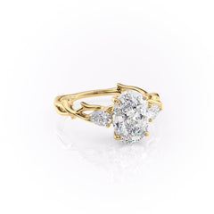 Timeless Elegance 1.58 Carat VVS1 Lab-Grown Oval Three Stone Engagement Ring in 18K Yellow Gold
 Front Cross_1 View