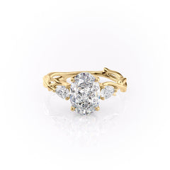 Timeless Elegance 1.58 Carat VVS1 Lab-Grown Oval Three Stone Engagement Ring in 18K Yellow Gold
 Front View
