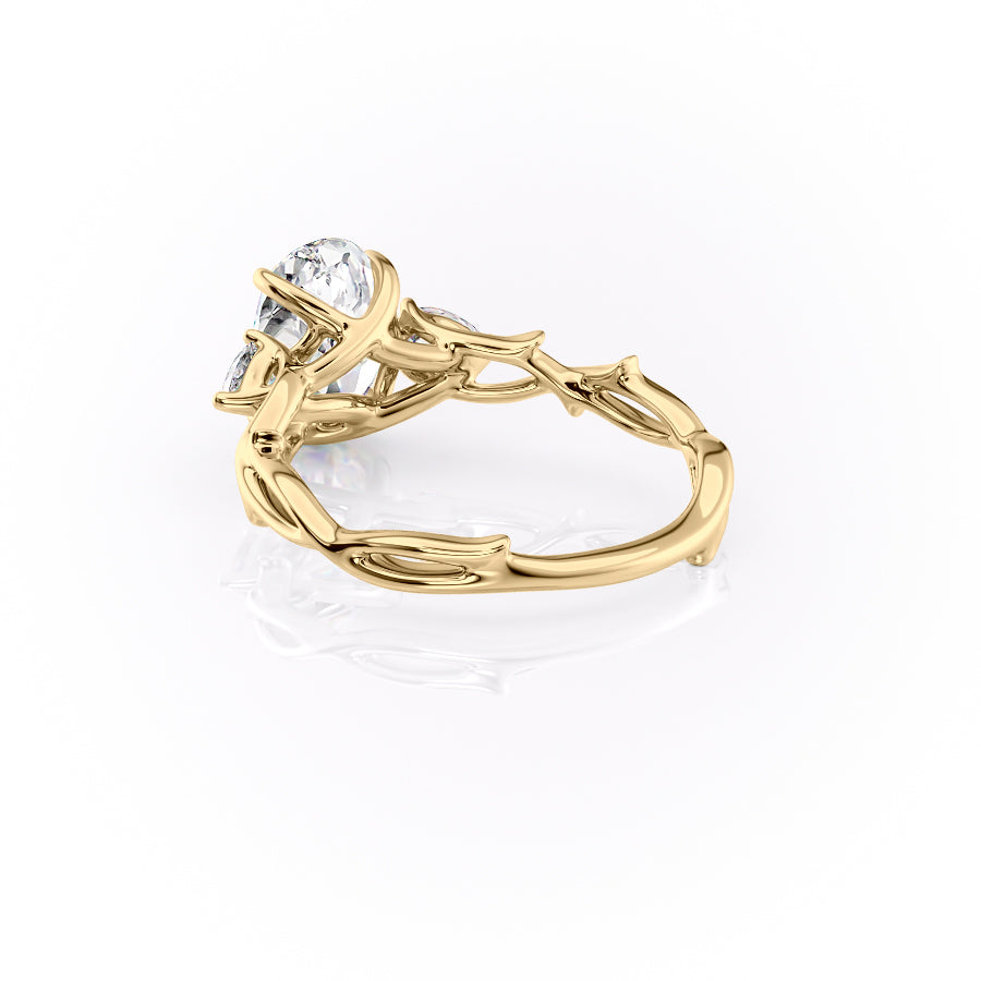 Timeless Elegance 1.58 Carat VVS1 Lab-Grown Oval Three Stone Engagement Ring in 18K Yellow Gold
 Left Cross View