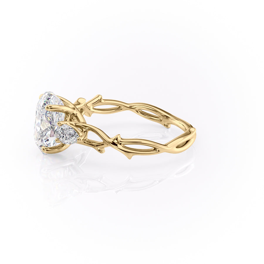 Timeless Elegance 1.58 Carat VVS1 Lab-Grown Oval Three Stone Engagement Ring in 18K Yellow Gold
 Left View