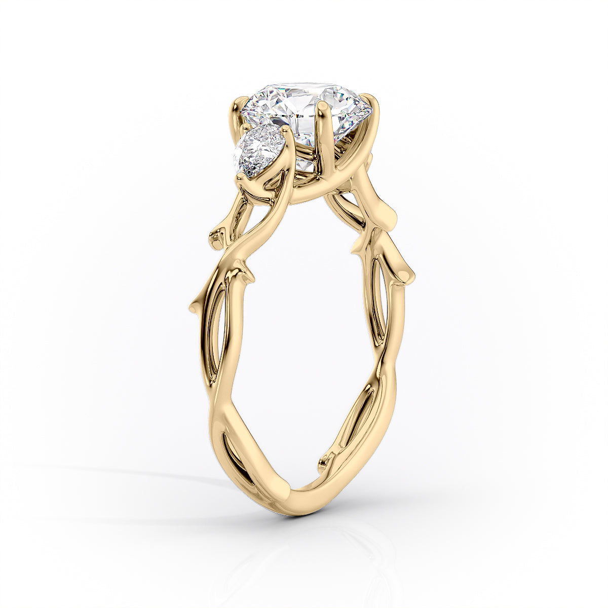 Timeless Elegance 1.58 Carat VVS1 Lab-Grown Oval Three Stone Engagement Ring in 18K Yellow Gold
 Standing View