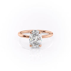 Timeless Oval 2.09 Carat VVS1 Lab-Grown Hidden Halo Engagement Ring in 18K Rose Gold Front View