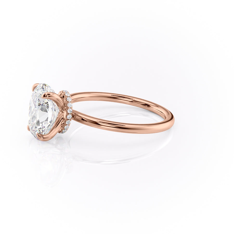Timeless Oval 2.09 Carat VVS1 Lab-Grown Hidden Halo Engagement Ring in 18K Rose Gold Left Side View