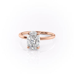 Timeless Oval 2.09 Carat VVS1 Lab-Grown Hidden Halo Engagement Ring in 18K Rose Gold Left View