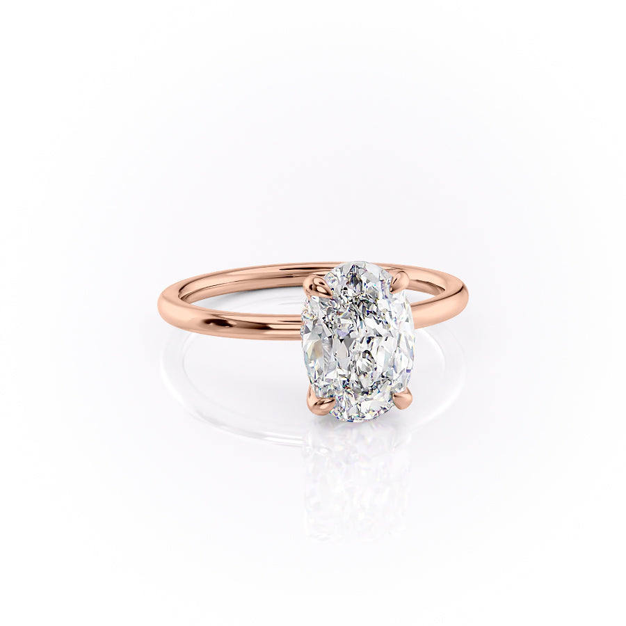 Timeless Oval 2.09 Carat VVS1 Lab-Grown Hidden Halo Engagement Ring in 18K Rose Gold Right View
