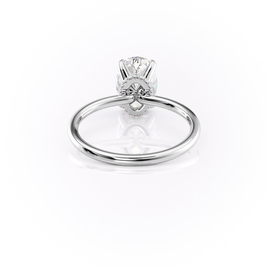 Timeless Oval 2.09 Carat VVS1 Lab-Grown Hidden Halo Engagement Ring in 18K White Gold Back View