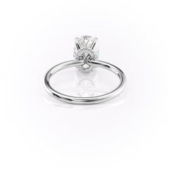 Timeless Oval 2.09 Carat VVS1 Lab-Grown Hidden Halo Engagement Ring in 18K White Gold Back View