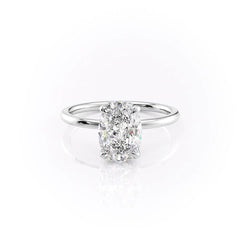 Timeless Oval 2.09 Carat VVS1 Lab-Grown Hidden Halo Engagement Ring in 18K White Gold Front View