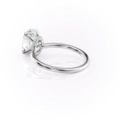 Timeless Oval 2.09 Carat VVS1 Lab-Grown Hidden Halo Engagement Ring in 18K White Gold Left Side Cross View