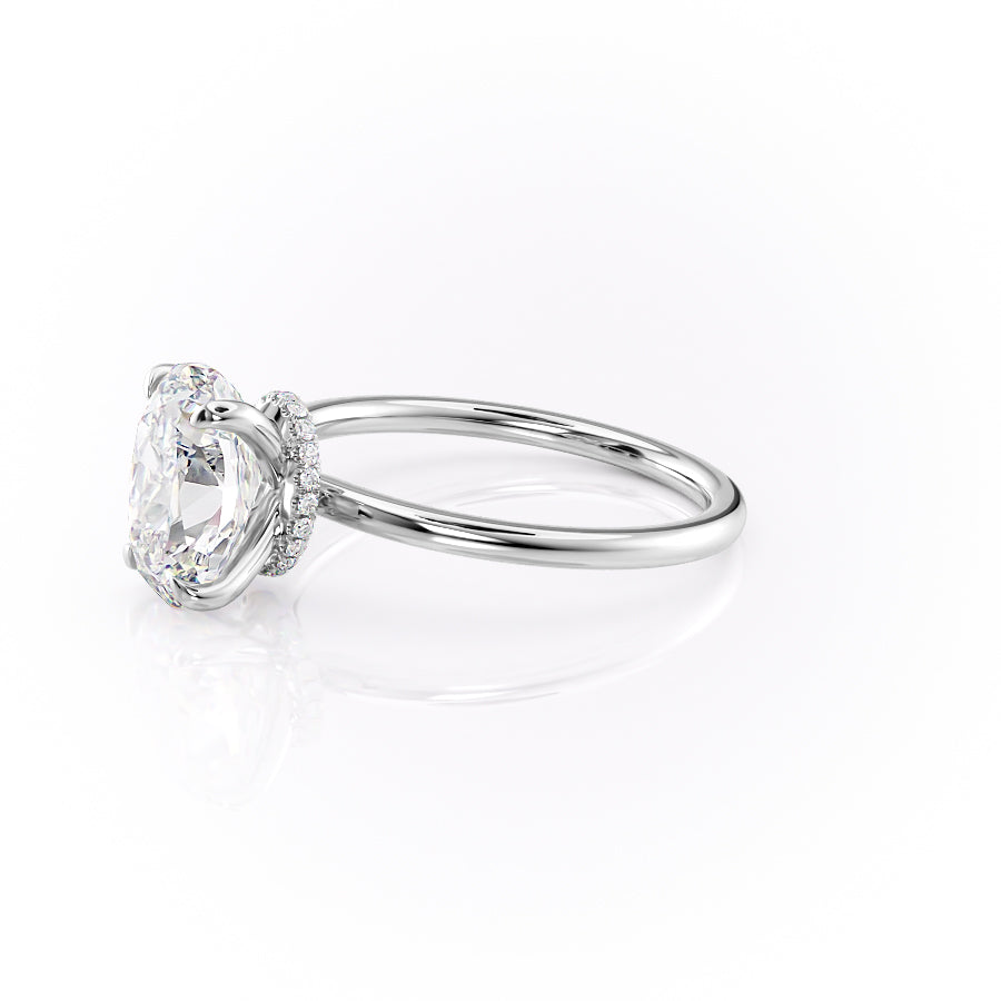 Timeless Oval 2.09 Carat VVS1 Lab-Grown Hidden Halo Engagement Ring in 18K White Gold Left Side View