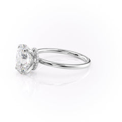 Timeless Oval 2.09 Carat VVS1 Lab-Grown Hidden Halo Engagement Ring in 18K White Gold Left Side View
