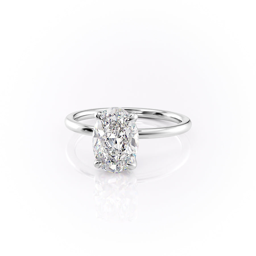 Timeless Oval 2.09 Carat VVS1 Lab-Grown Hidden Halo Engagement Ring in 18K White Gold Left View