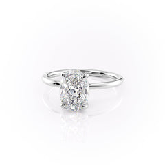 Timeless Oval 2.09 Carat VVS1 Lab-Grown Hidden Halo Engagement Ring in 18K White Gold Left View