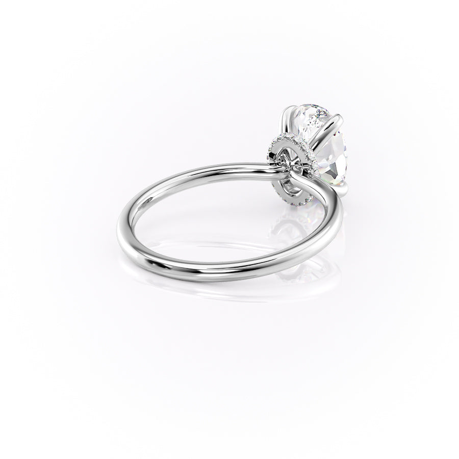Timeless Oval 2.09 Carat VVS1 Lab-Grown Hidden Halo Engagement Ring in 18K White Gold Right Side Cross View