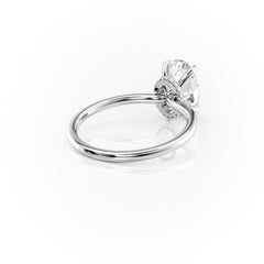Timeless Oval 2.09 Carat VVS1 Lab-Grown Hidden Halo Engagement Ring in 18K White Gold Right Side Cross View