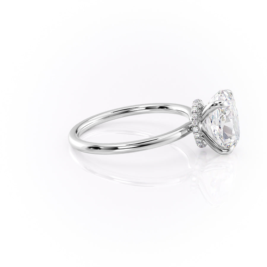 Timeless Oval 2.09 Carat VVS1 Lab-Grown Hidden Halo Engagement Ring in 18K White Gold Right Side View