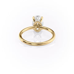 Timeless Oval 2.09 Carat VVS1 Lab-Grown Hidden Halo Engagement Ring in 18K Yellow Gold Back View
