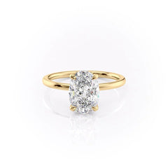 Timeless Oval 2.09 Carat VVS1 Lab-Grown Hidden Halo Engagement Ring in 18K Yellow Gold Front View