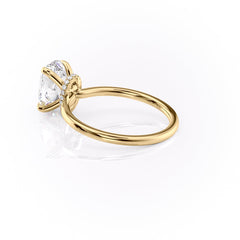 Timeless Oval 2.09 Carat VVS1 Lab-Grown Hidden Halo Engagement Ring in 18K Yellow Gold Left Side Cross View